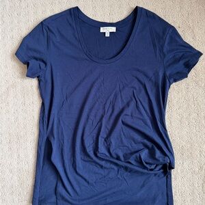 Dark Blue Blouse with Side Slit